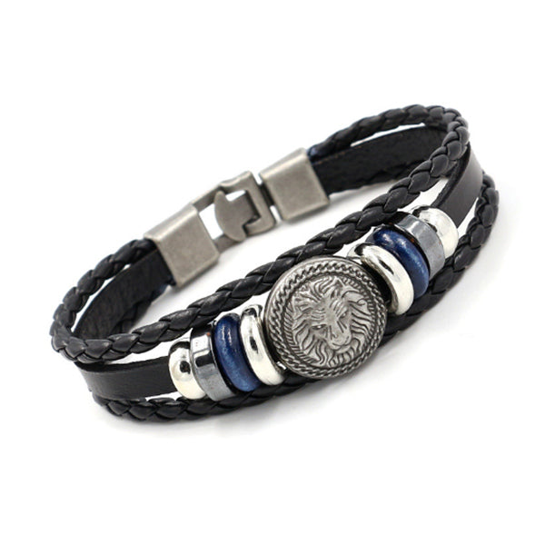 Pulsera vintage de cuero de león con tachuelas