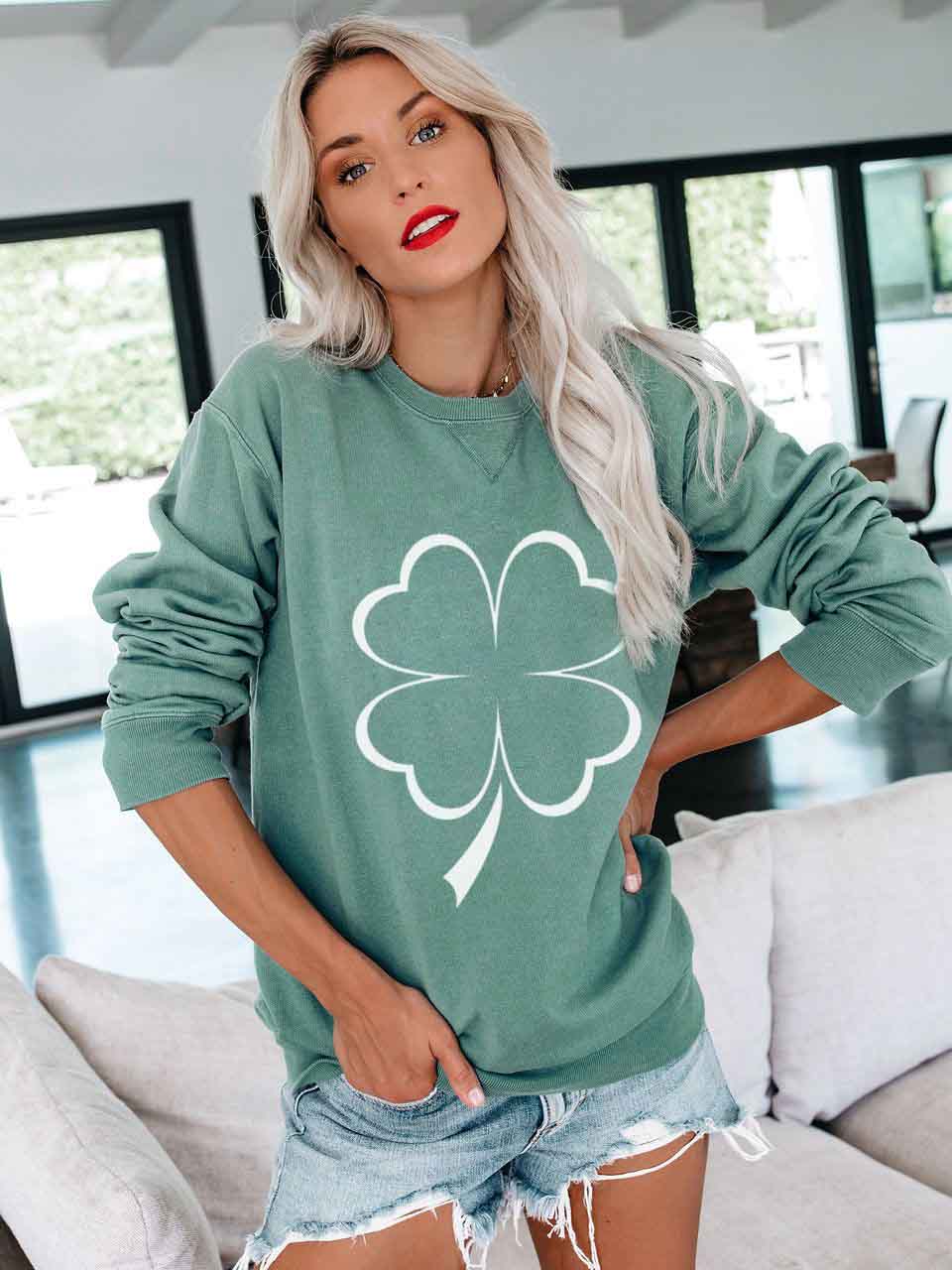 Jersey casual con estampado de trébol