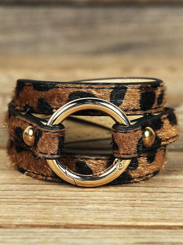 Pulsera de anillo de aleación de caballo leopardo para mujer
