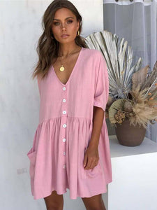V-Ausschnitt Pocket Large Size Kleid