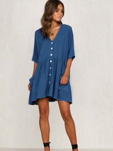 V-Ausschnitt Pocket Large Size Kleid