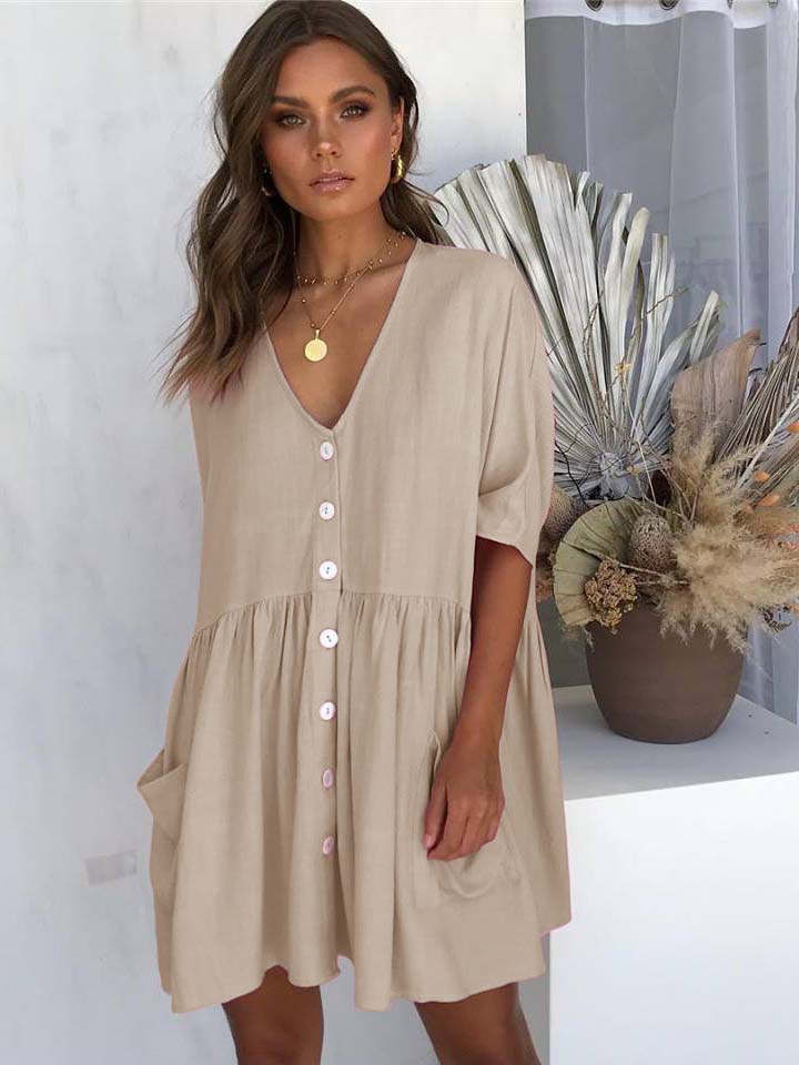 V-Ausschnitt Pocket Large Size Kleid