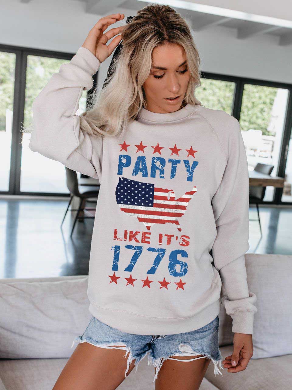 La fiesta de las mujeres es la misma que en 1776. Jersey con estampado de bandera americana