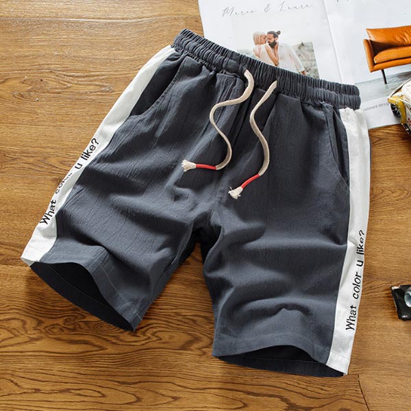 Shorts de algodón y lino elásticos para hombre