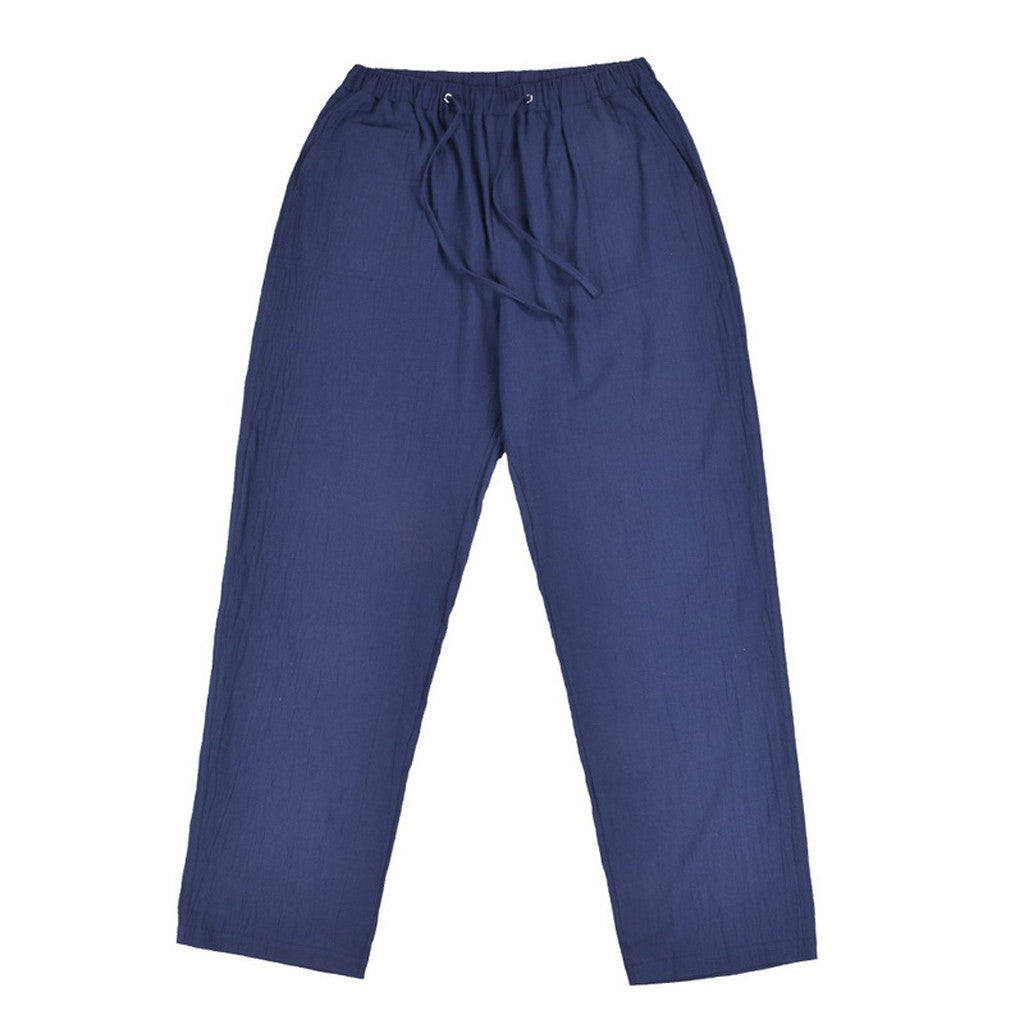 Pantalones grandes de lino para hombre