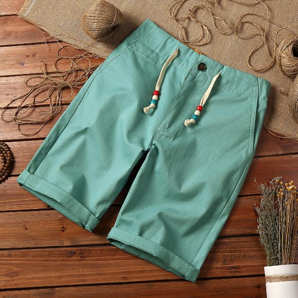 Shorts lisos en algodón liso y lino para hombre