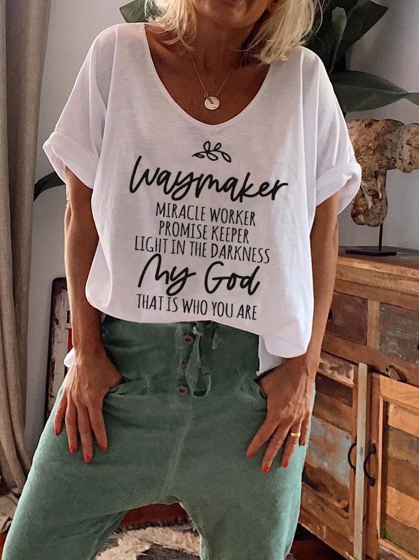 Camiseta holgada con estampado de fe Songtexte para mujer, fabricante de zapatos