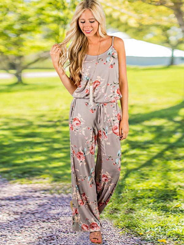 Frauen Sling Print Loose Jumpsuit
