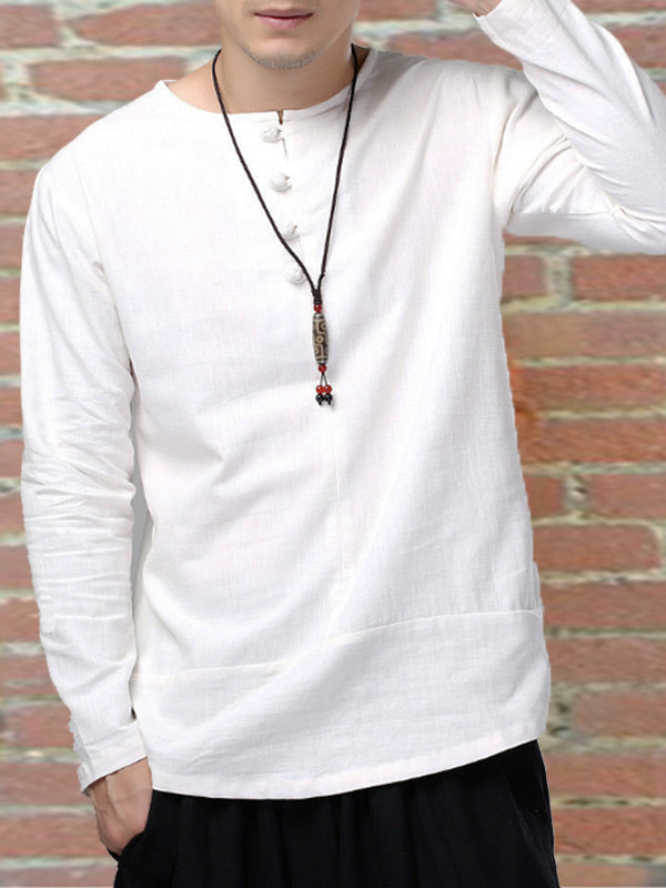 Herren Retro Casual Vier Stoff Slim Fit Langarm Shirt