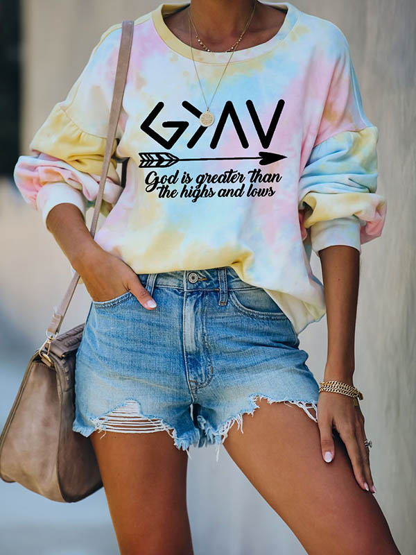 Frau Gott ist größer als die Höhen und Tiefen gemalt Sweatshirt