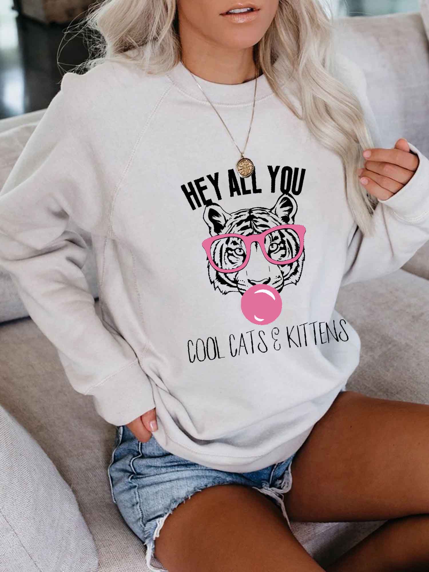 Frauen, NO, TODA TU PROTECCIÓN Y COCINA Suéter con estampado de tigre Rosa Brille