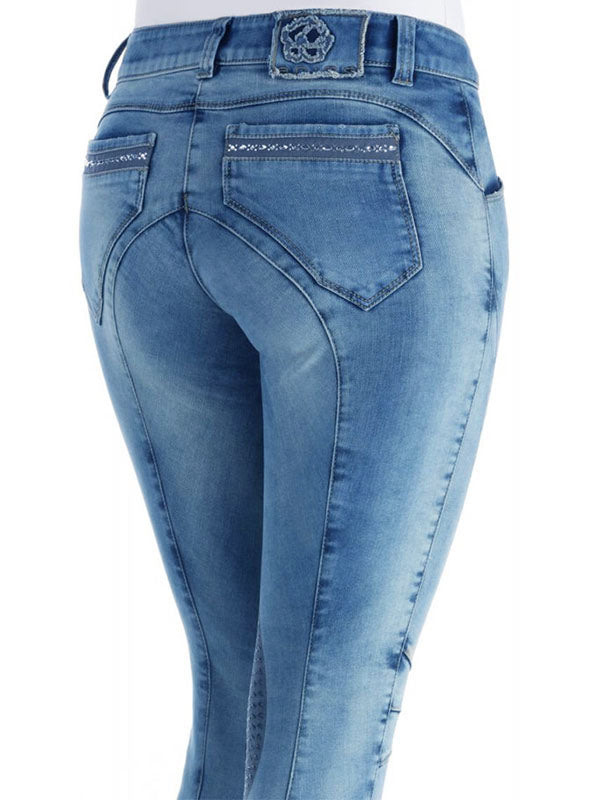 Lässige einfache Jeans-Reithose für Frauen