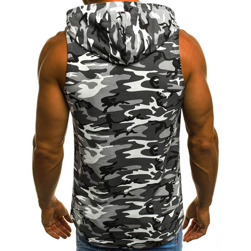 Mezcla casual sin mangas de algodón de camuflaje para hombres