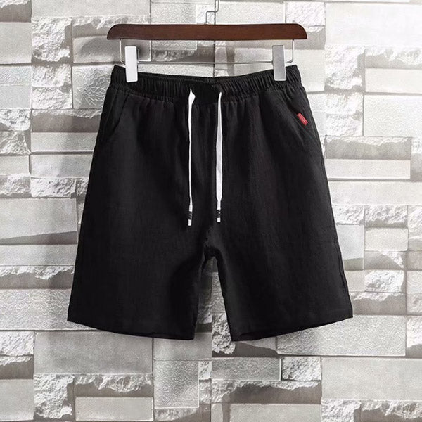 Shorts rectos para hombre hechos de algodón suelto y lino