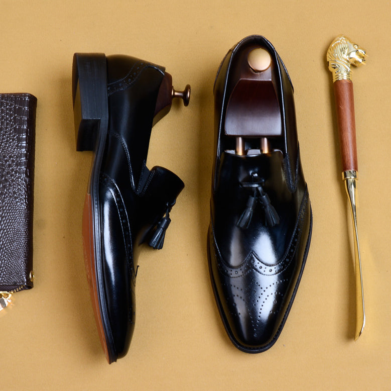 Hogaza de piel de vacuno europea y americana con cintura baja y punta plana