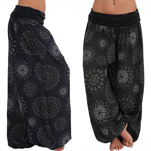 Blumendruck Boho Elastic Waist Yoga Haremshose
