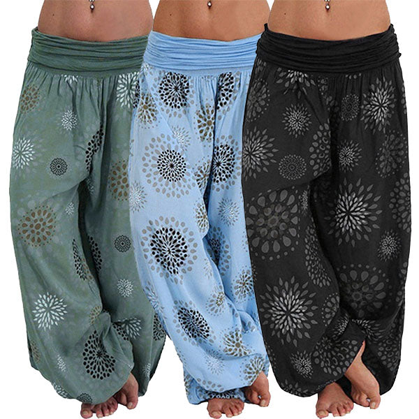 Blumendruck Boho Elastic Waist Yoga Haremshose