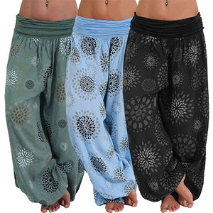 Blumendruck Boho Elastic Waist Yoga Haremshose