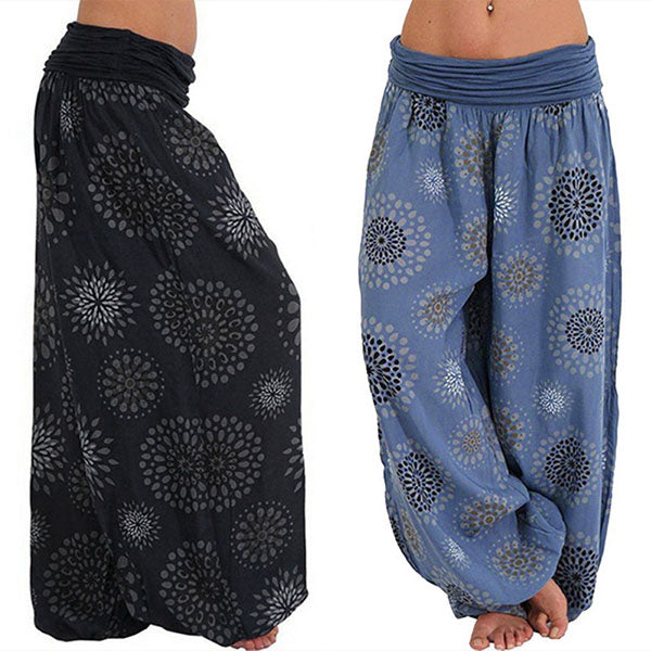 Blumendruck Boho Elastic Waist Yoga Haremshose