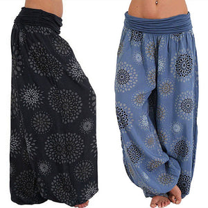 Blumendruck Boho Elastic Waist Yoga Haremshose