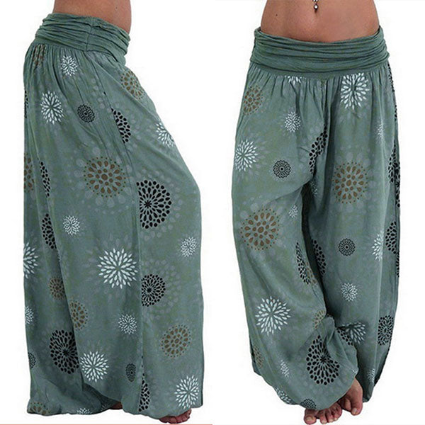 Blumendruck Boho Elastic Waist Yoga Haremshose
