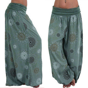 Blumendruck Boho Elastic Waist Yoga Haremshose