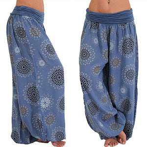Blumendruck Boho Elastic Waist Yoga Haremshose