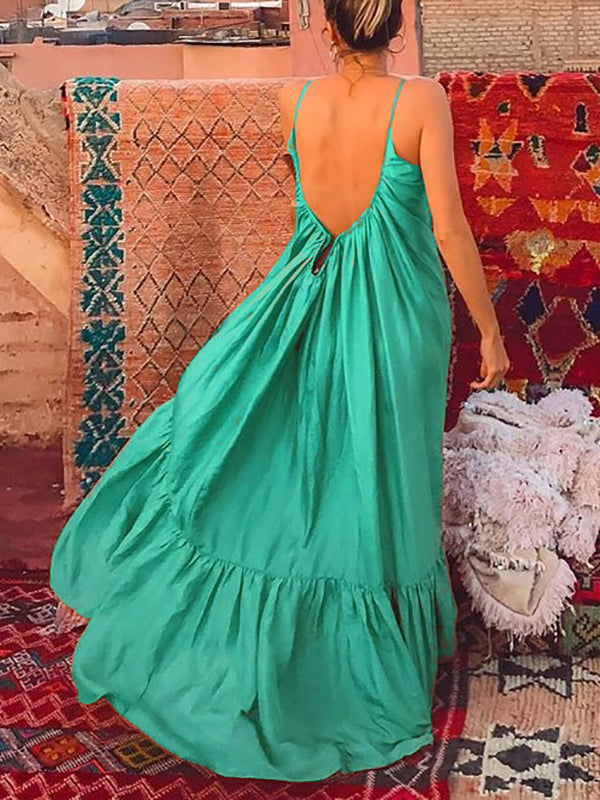 Rückenloses Boho Party Maxikleid