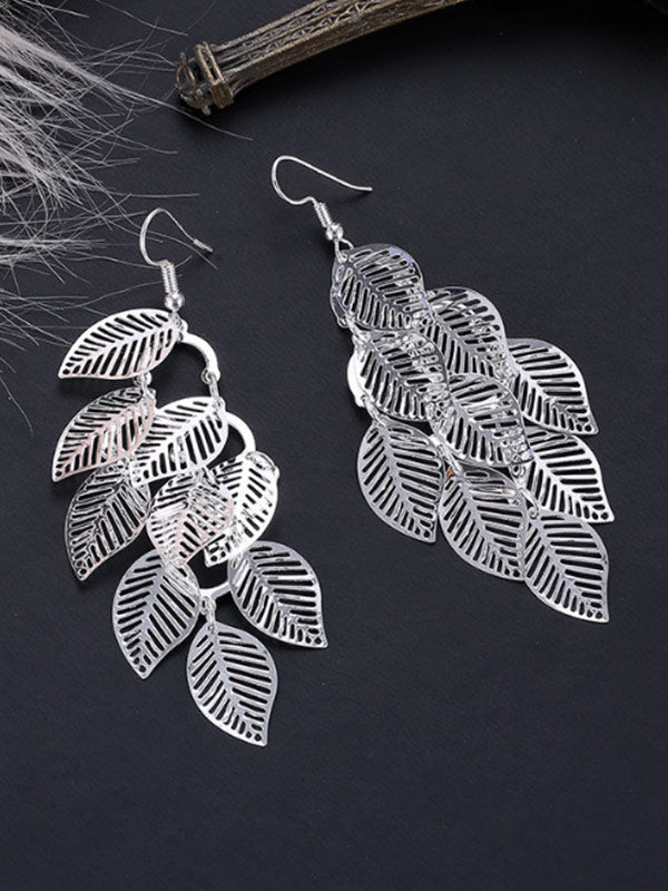 Pendientes fértiles multicapa de hoja hueca para mujer