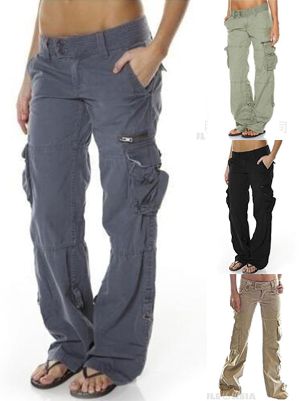 Overol de color salvaje con múltiples bolsillos para mujer