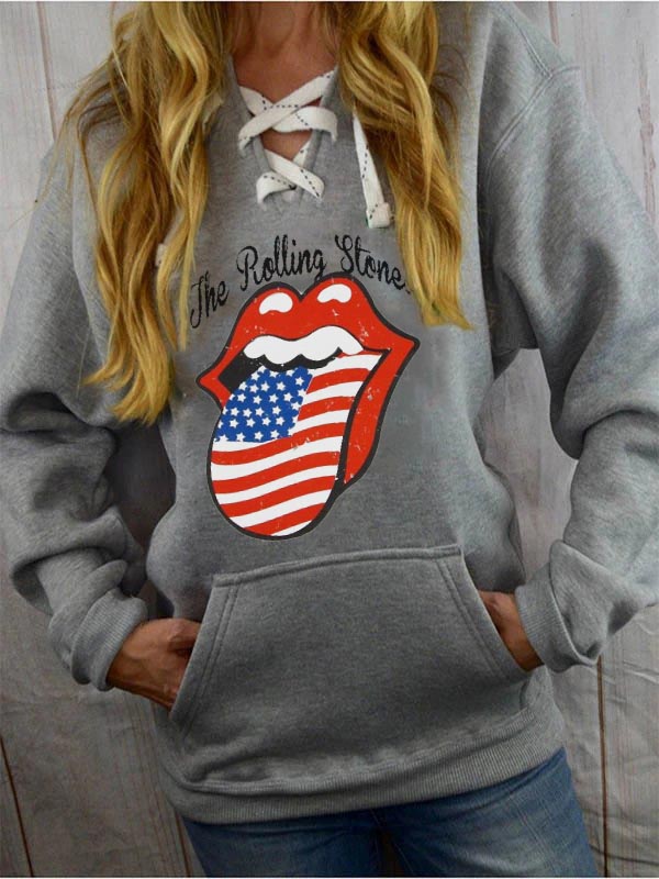 Suéteres de mujer &quot;Rolling Stones Print&quot; con encaje