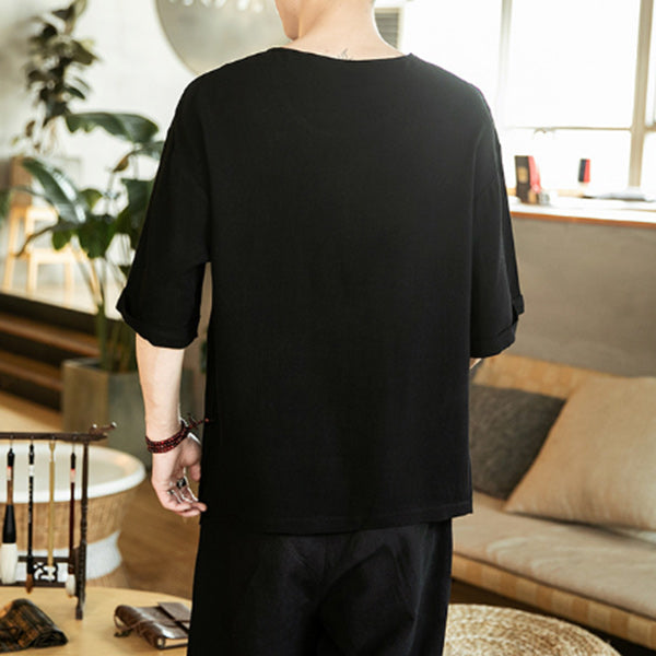 Camiseta de hombre en estilo chino con encaje