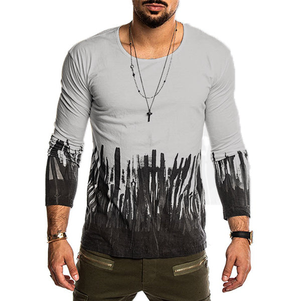 Vyriški marškinėliai ilgomis rankovėmis su medvilniniu atspaudu