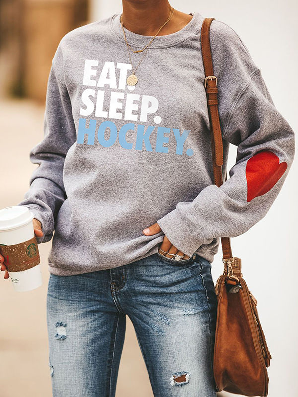 Herz Design essen. Schlaf. Hockey Sweatshirts