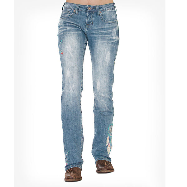 Vaqueros bordados Feather and Dreamcatcher de los zapatos