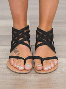 Flache Sandalen für Damenmode-Kreuzspitzenmode