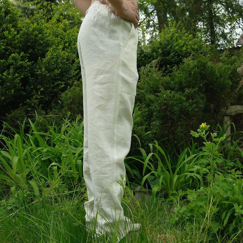 Cordones elásticos de verano frescos para hombres, pantalones de lino transpirables