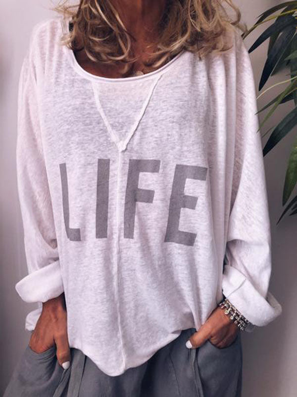 Damen T-shirt Große Größe Shirt Mit Print LIFE