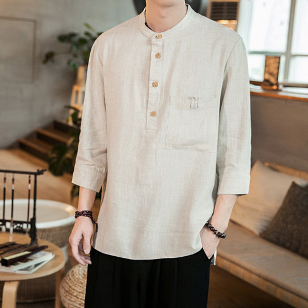 Camisa casual de lino para hombre