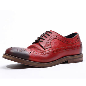Sactino Brogue zapatos de cuero de vino negro / tinto