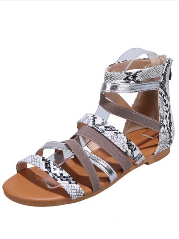 Flache römische Damenschuhe Sandalen mit lässigem Druck