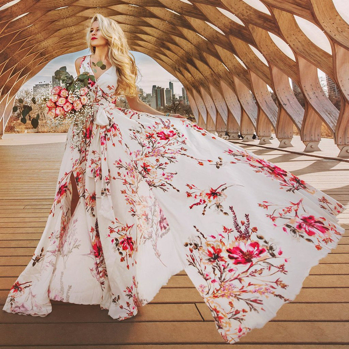 Boho Vacation Beach Print Ärmelloses Kleid