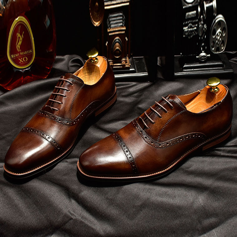 Sactino Brogue zapatos de cuero marrón / negro