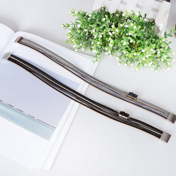 Pulsera de cuero y cristal para hombre.