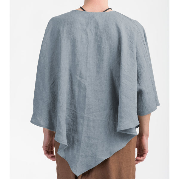 Herren einfarbiges unregelmäßig geschnittes Leinen-Poncho