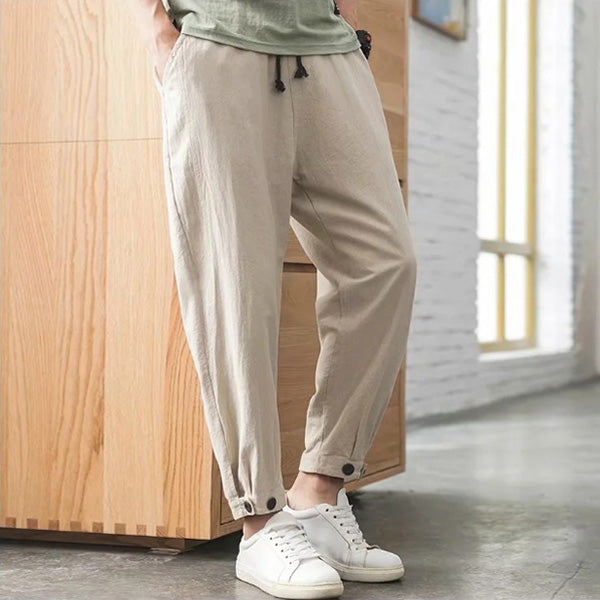 Pantalones de lino rectos para hombre