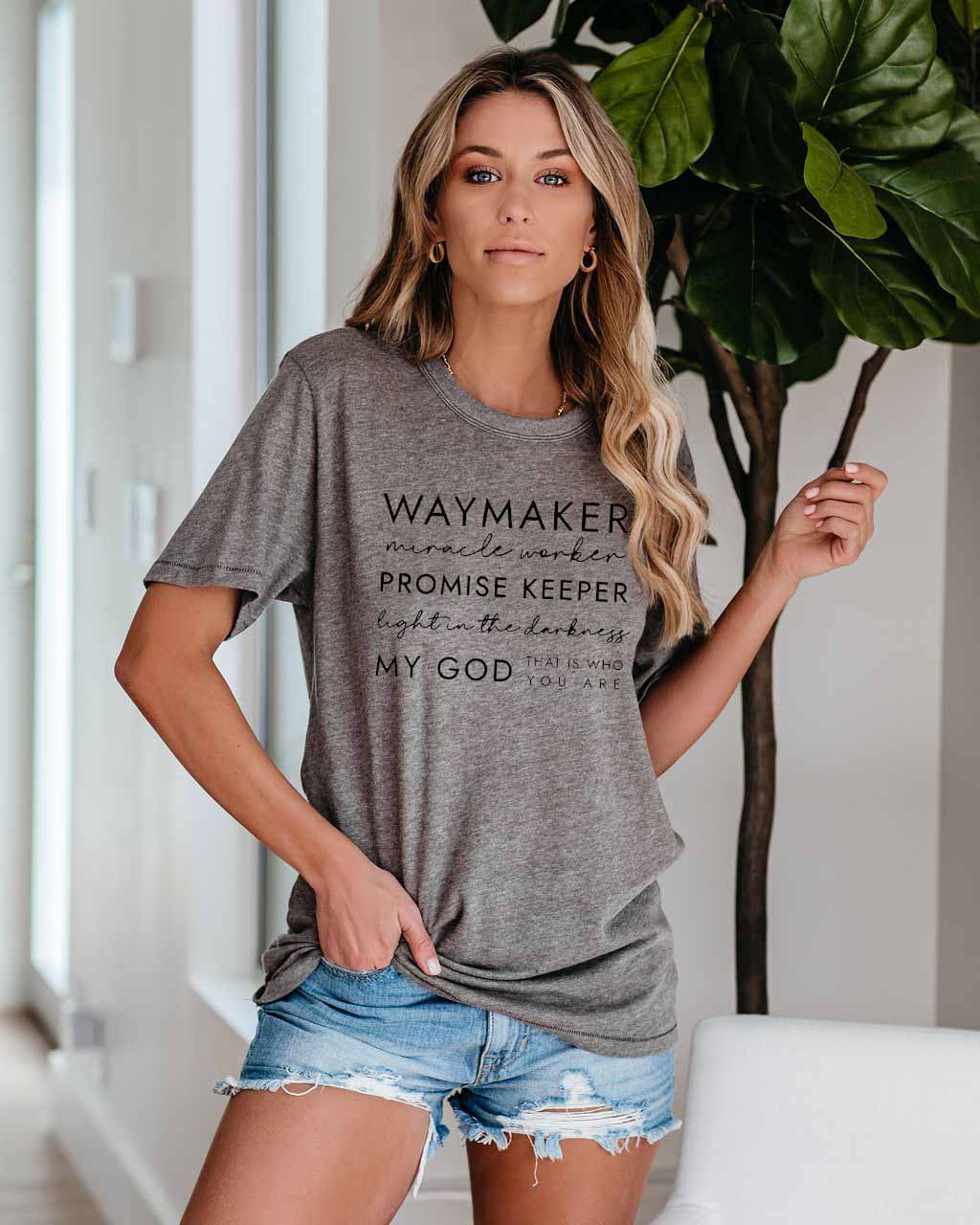 Frauen Way Maker Songtexte Faith Print T-Shirt