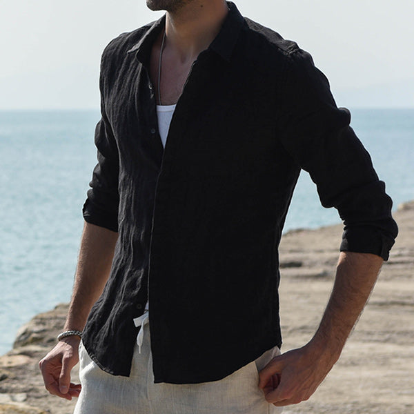 Herren Langarmhemd aus weichem, atmungsaktivem Leinen