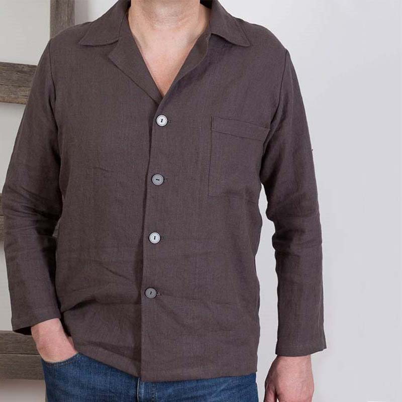 Camisa de lino casual, holgada, transpirable, cómoda y ecológica para hombres.