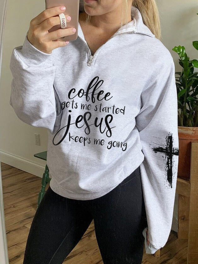 El café me conduce Jesús me sostiene en una cremallera